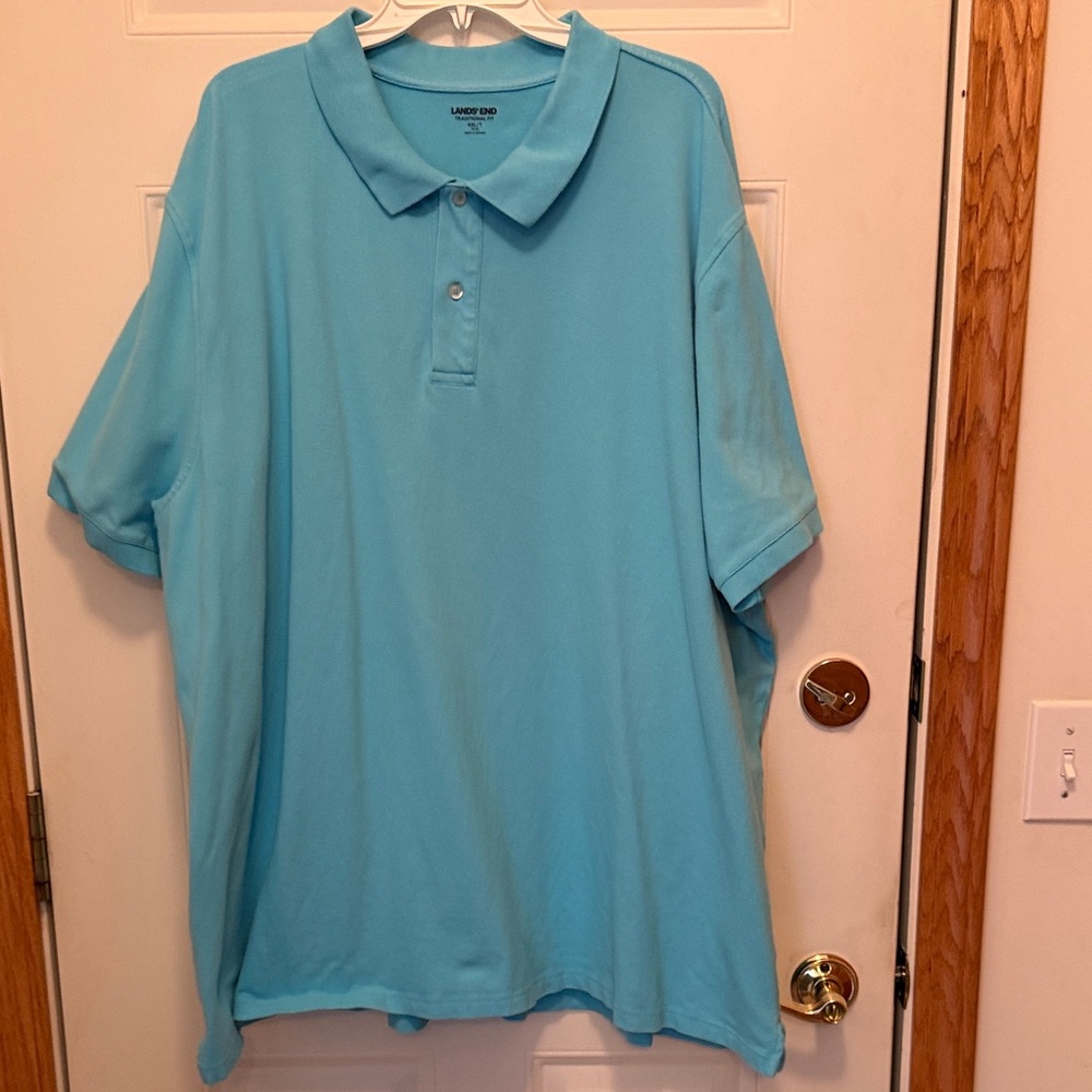 Lands End Big and Tall Men’s Light Blue Polo Shirt.  4XLT